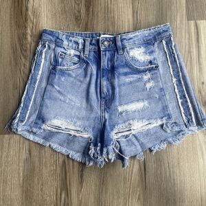 Zara Hi-Rise Cut Off Distressed Shorts Women's Size 4 Daisy Dukes Raw Hem